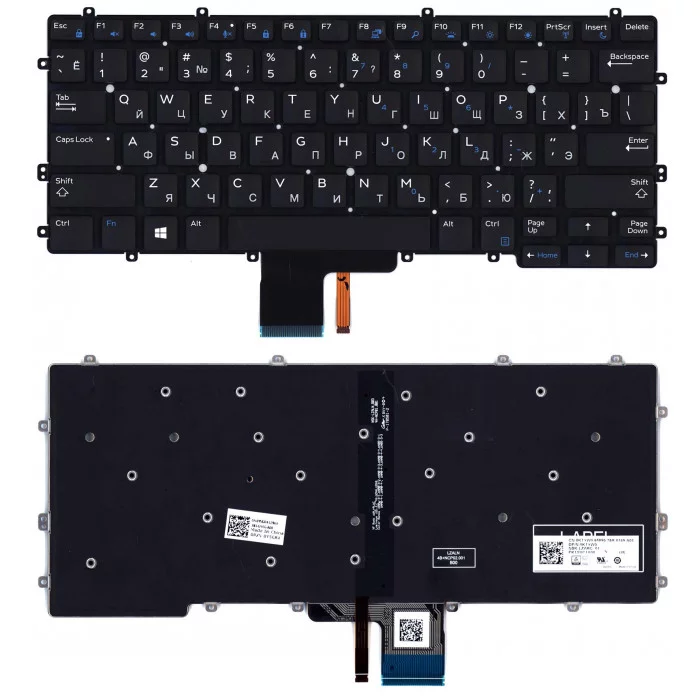 Клавиатура для Dell Latitude 13 7370 черная с подсветкой