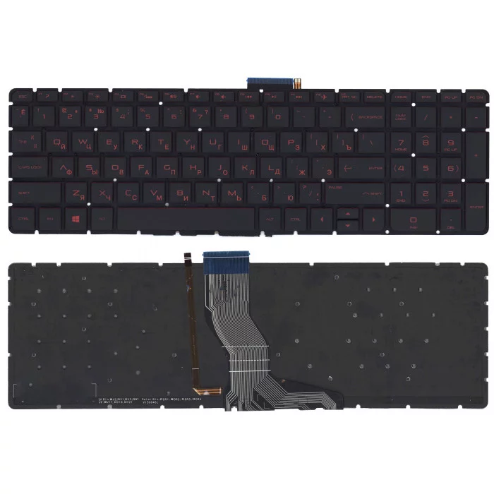 Клавиатура для HP Omen 17-W000 черная с красной подсветкой