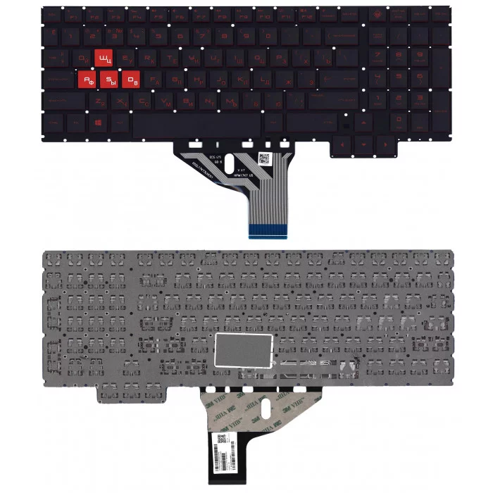 Клавиатура для HP Omen 15-CE черная с красной подсветкой