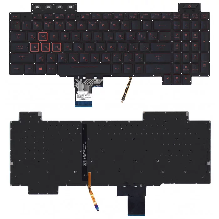 Клавиатура для Asus Gaming FX504 черная с красной подсветкой