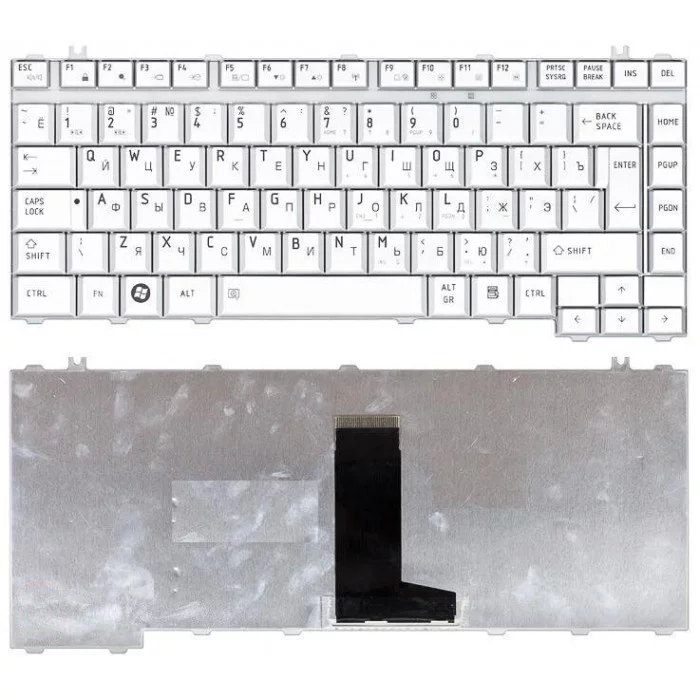 Клавиатура для Toshiba Satellite A200 A210 A300 M300 L300 M500 M505 серебристая
