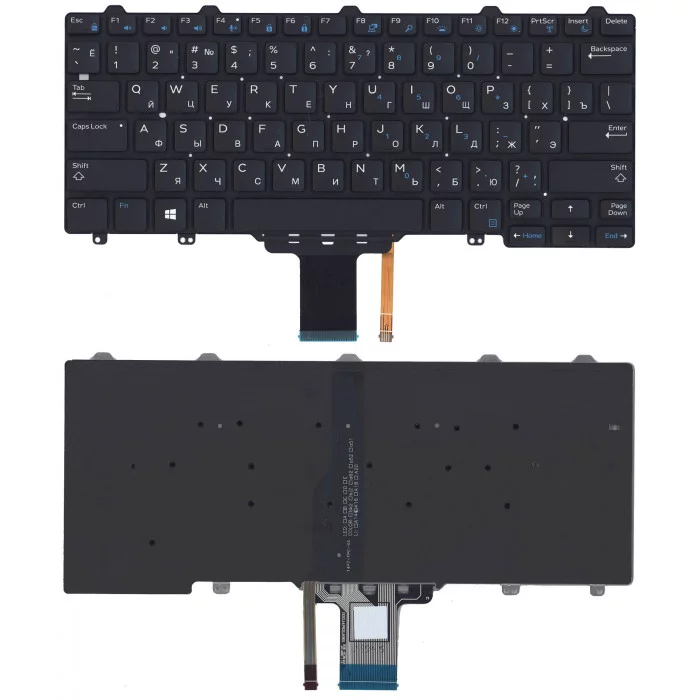 Клавиатура для Dell Latitude E7250 E7270 черная без рамки