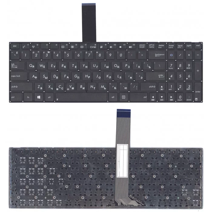 Клавиатура для Asus K56 черная без рамки, плоский Enter