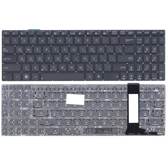 Клавиатура для ноутбука Asus G56, N56, N76, N550, N750, R500V серии, черная без рамки, гор. Enter 0KNB0-6120US00