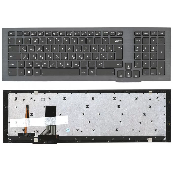 Клавиатура для Asus G75V G75VW черная с рамкой и подсветкой