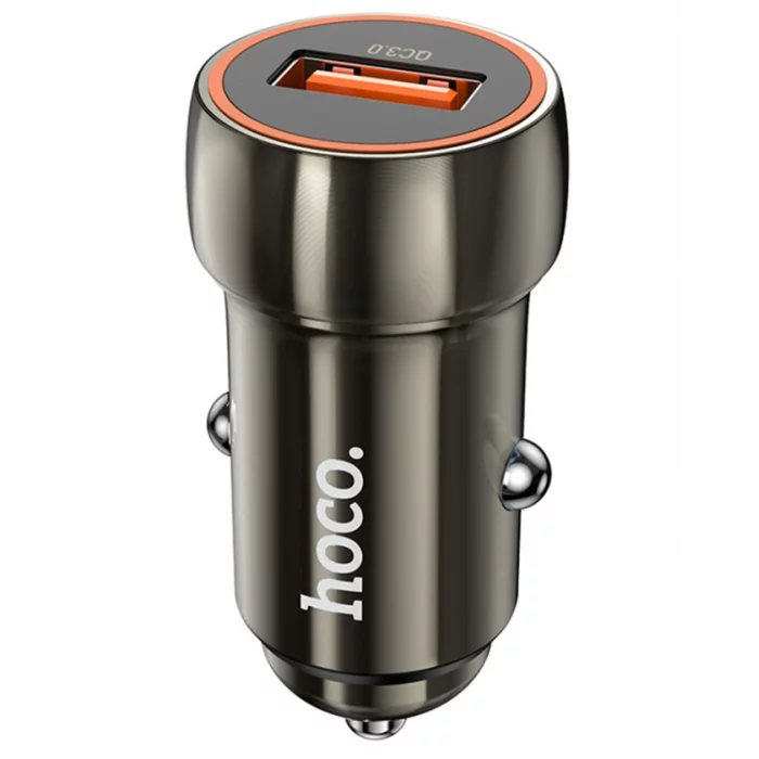 Автомобильная зарядка HOCO Z46 Blue shield, 1xUSB, 18W, серый металлик