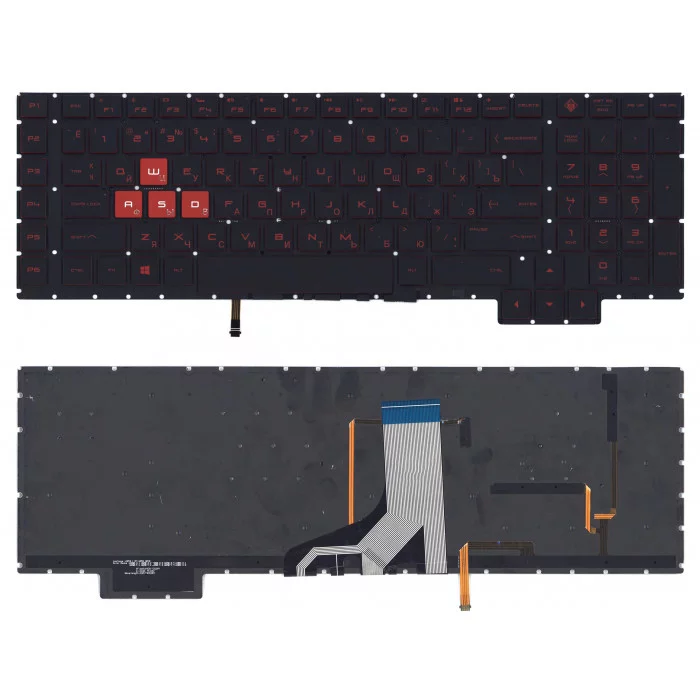 Клавиатура для HP Omen 17-AN000 черная с красной подсветкой