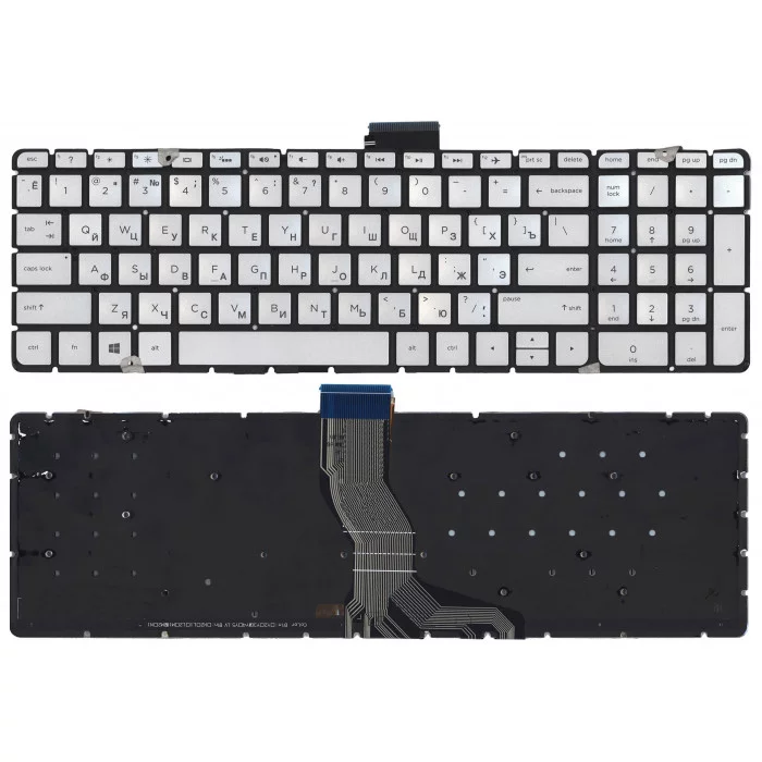 Клавиатура для HP Pavilion 15-ab 15-cb 15z-ab100, 15-AK, 15-AN, 15-AU, 15-AW, 15-BK, 17-G, 15-AS, 15-AQ, 17-S, M17-N, M6-P, M6-AE, HP ENVY X360 m6-ar 15-ar 15-AE 15-AH 9Z.NBWBW.001, NSK-CV0BW, 788603-001, серебристая с подсветкой