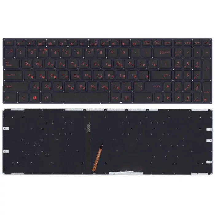 Клавиатура для Asus FX502 черная с красной подсветкой