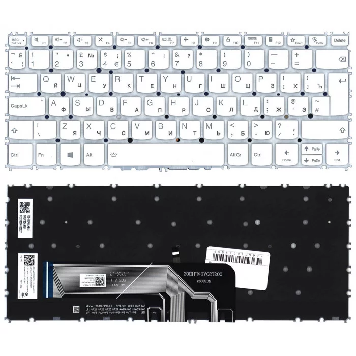 Клавиатура для ноутбука Lenovo Yoga Slim 7 Carbon 13ITL5 белая
