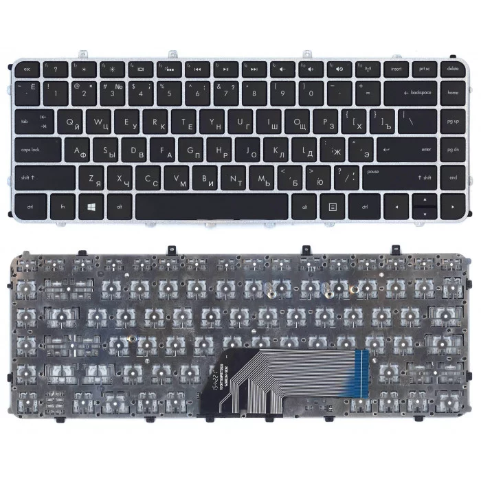 Клавиатура для HP Envy 4-1000 Envy 6-1000 черная с серебристой рамкой