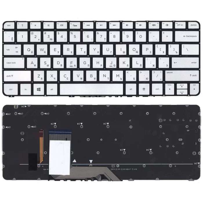 Клавиатура для HP Spectre X360 13-4000 серебристая с подсветкой