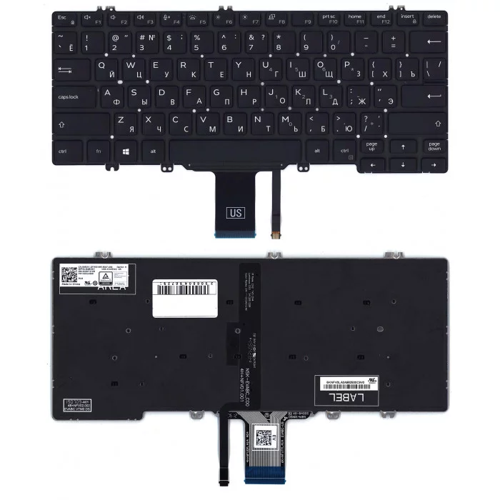 Клавиатура для Dell Latitude 7300 черная с подсветкой