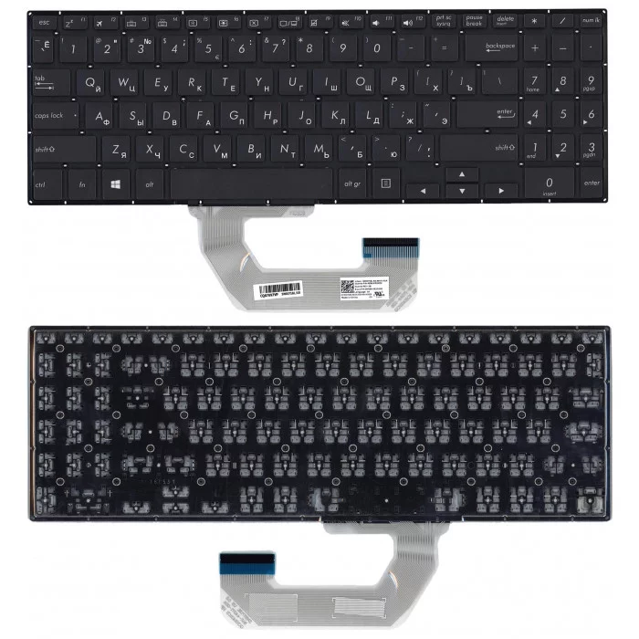 Клавиатура для Asus UX561UD Q535UD черная без рамки, с подсветкой