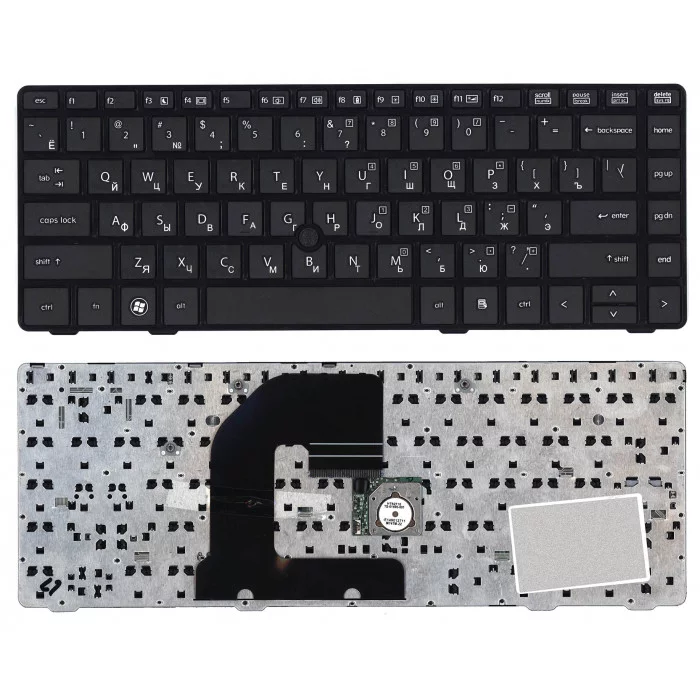 Клавиатура для HP EliteBook 8460P ProBook 6460B 6465B черная с черной рамкой с указателем