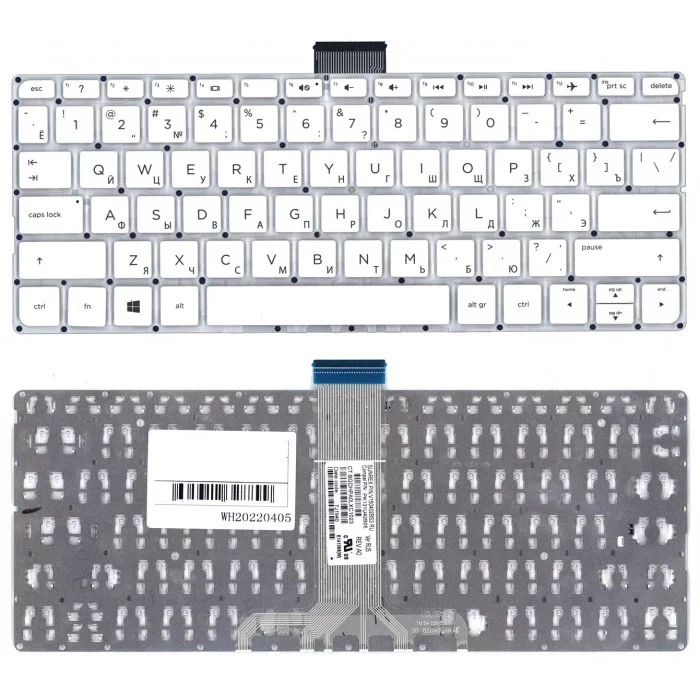 Клавиатура для HP Pavilion x360 11-K белая без рамки горизонтальный Enter