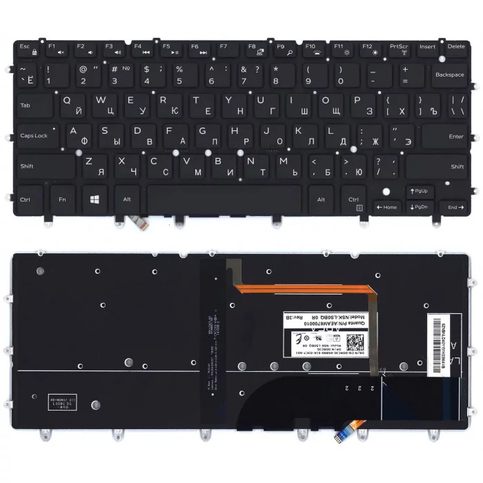 Клавиатура для Dell Precision 5510 черная с подсветкой